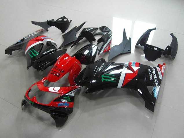Rouge et Noir Monster Carénage Moto ZX 250R 2008-2012 Rouge et Noir Monster Carénage Moto ZX 250R 2008-2012