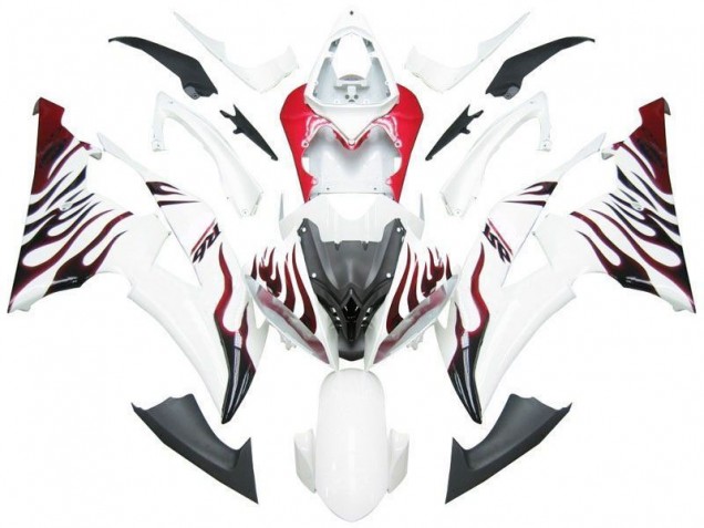 Blanc Rouge Flamme R6 Carénage Moto R6 2008-2016 Blanc Rouge Flamme R6 Carénage Moto R6 2008-2016