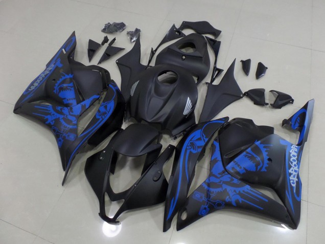 Noir Mat Bleu Crâne Carénage Moto CBR 600 RR 2009-2012 Noir Mat Bleu Crâne Carénage Moto CBR 600 RR 2009-2012
