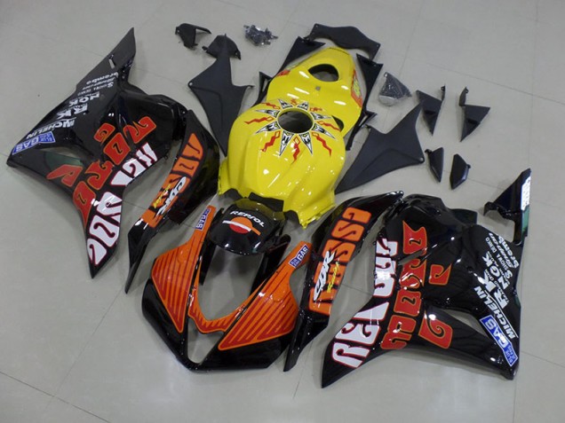 Jaune Rossi Courses Carénage Moto CBR 600 RR 2009-2012 Jaune Rossi Courses Carénage Moto CBR 600 RR 2009-2012
