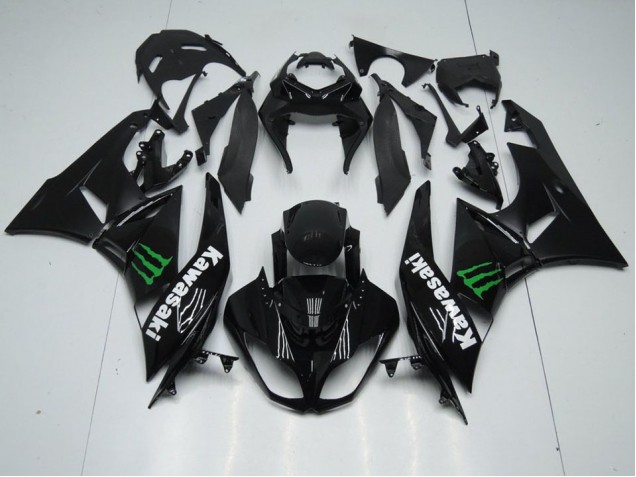 Noir avec Monster Carénage Moto ZX6R 2009-2012 Noir avec Monster Carénage Moto ZX6R 2009-2012