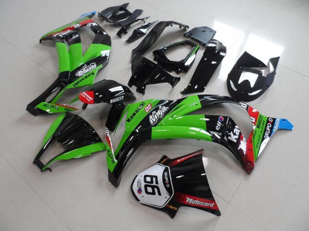 Vert Noir avec Number 66 Carénage Moto ZX10R 2011-2015 Vert Noir avec Number 66 Carénage Moto ZX10R 2011-2015
