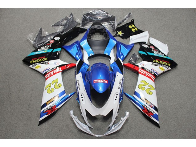 Bleu Blanc Rouge Rockstar 22 Carénage Moto GSXR 600 K11 2011-2024