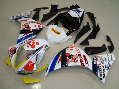 Blanc Noir Pepe Phone Carénage Moto R1 2012-2014