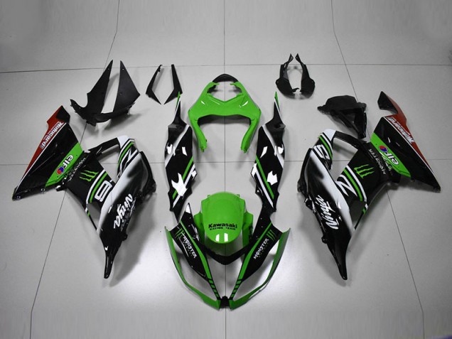 Vert Noir Blanc Carénage Moto ZX6R 2013-2018 Vert Noir Blanc Carénage Moto ZX6R 2013-2018