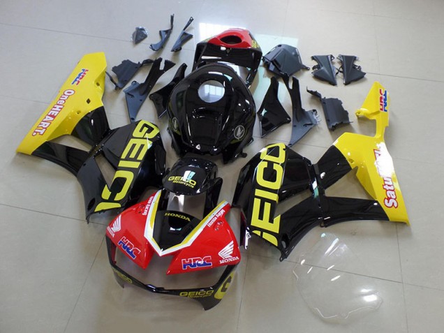 Jaune Noir Geico Carénage Moto CBR 600 RR 2013-2023 Jaune Noir Geico Carénage Moto CBR 600 RR 2013-2023