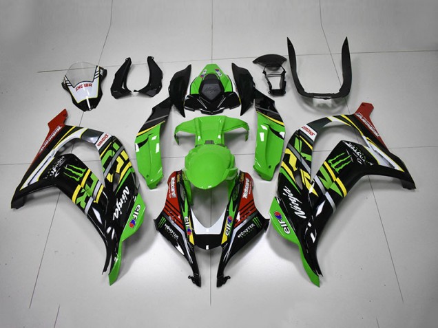 Vert Noir Rouge Ninja Monster Carénage Moto ZX10R 2016-2019 Vert Noir Rouge Ninja Monster Carénage Moto ZX10R 2016-2019